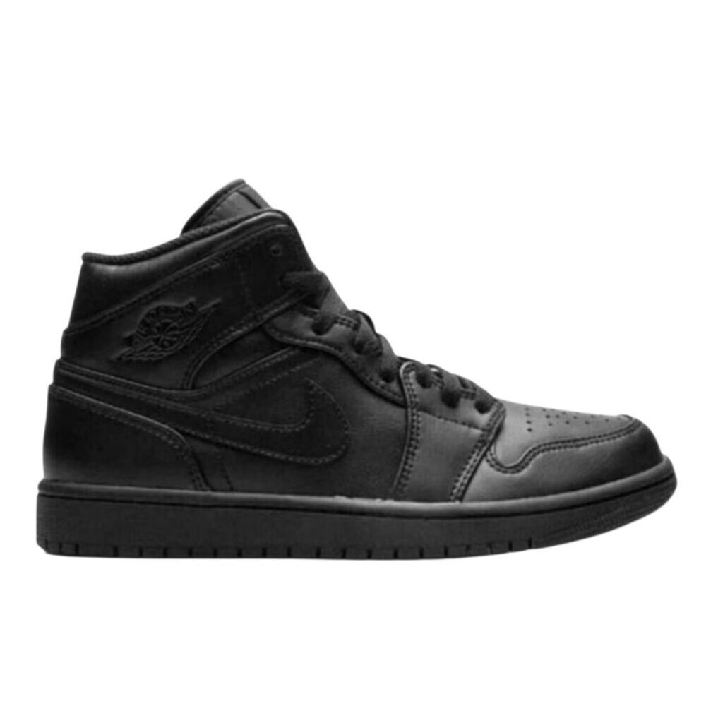NIKE Air Jordan 1 Mid 'Triple Black' Sneakers Size 5.5Y